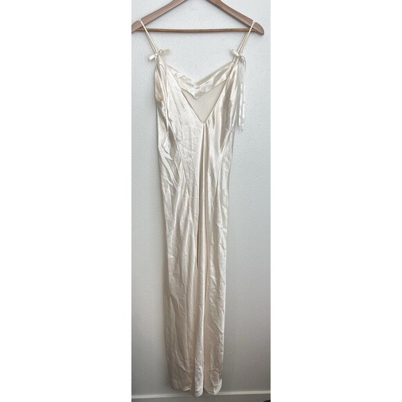 VTG Private Moments Satin Slip Dress Fairy Coquette Spaghetti Bow Tie V Neck XS - Picture 5 of 8